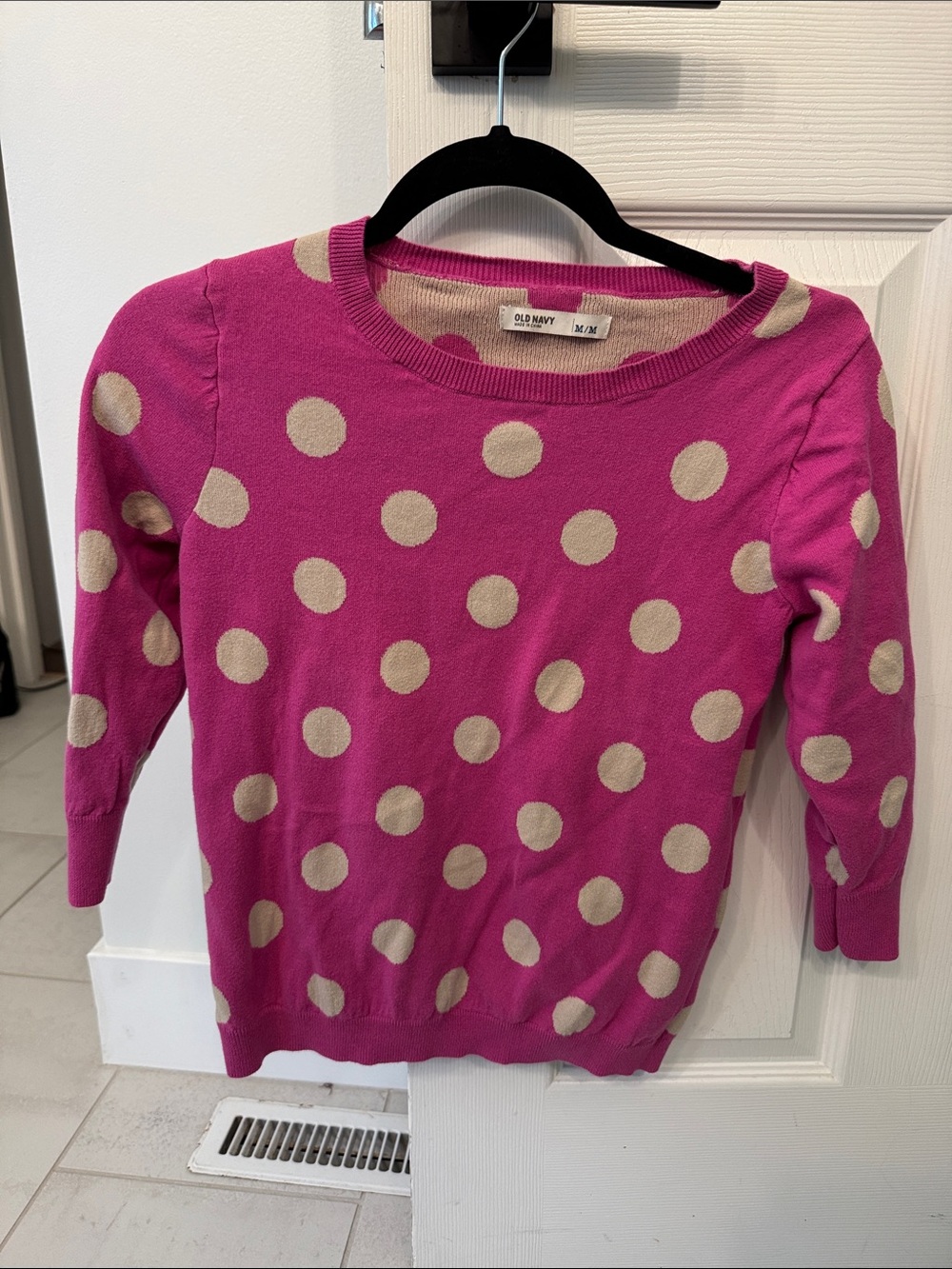 Old Navy Pink Polka Dot Crewneck Sweater
